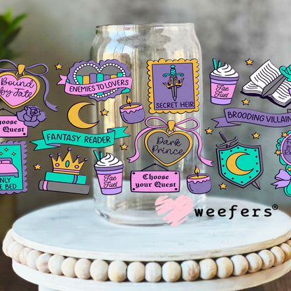 UV DTF Cup Wraps - Dark Romance Book Lover 16oz Libbey Glass Original Size Weefers
