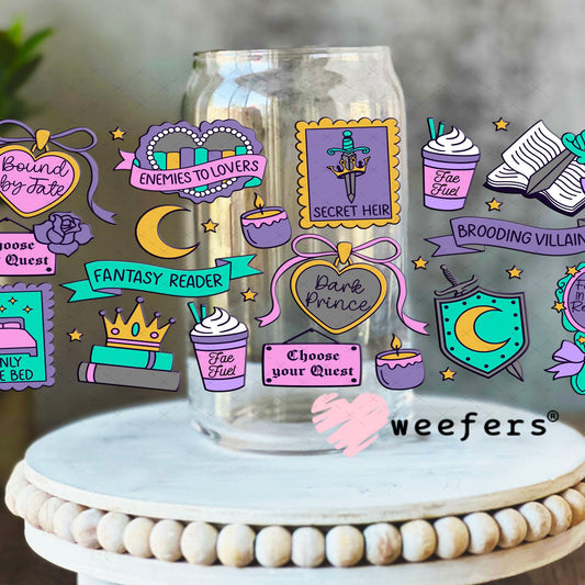 UV DTF Cup Wraps - Dark Romance Book Lover 16oz Libbey Glass Original Size Weefers