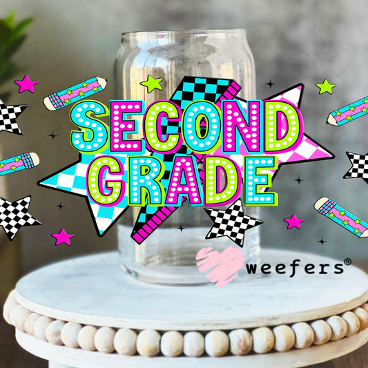 UV DTF Cup Wraps - Second Grade Checkered 16oz Libbey Glass Original Size Weefers