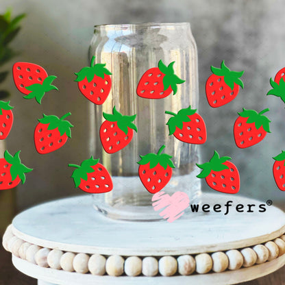 UV DTF Cup Wraps - Strawberries 16oz Libbey Glass Original Size Weefers