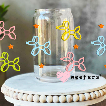 UV DTF Cup Wraps - Balloon Dog Outlined 16oz Libbey Glass Original Size Weefers