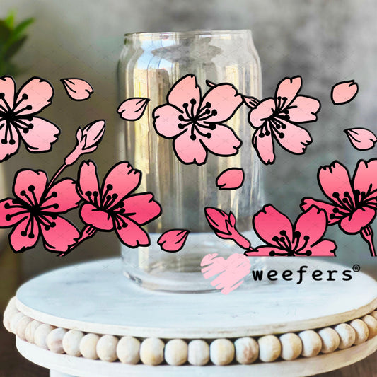 UV DTF Cup Wraps - Hisbiscus Pinks 16oz Libbey Glass Original Size Weefers