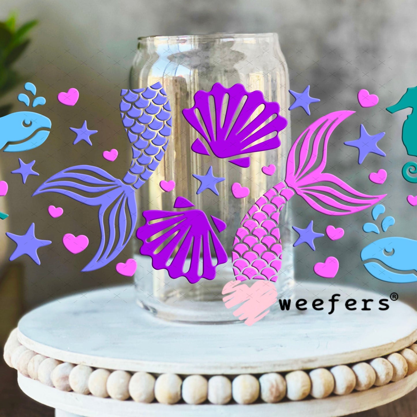 UV DTF Cup Wraps - Mermaid Dreams 16oz Libbey Glass Original Size Weefers