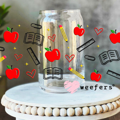 UV DTF Cup Wraps - Teacher School Days 16oz Libbey Glass Original Size Weefers