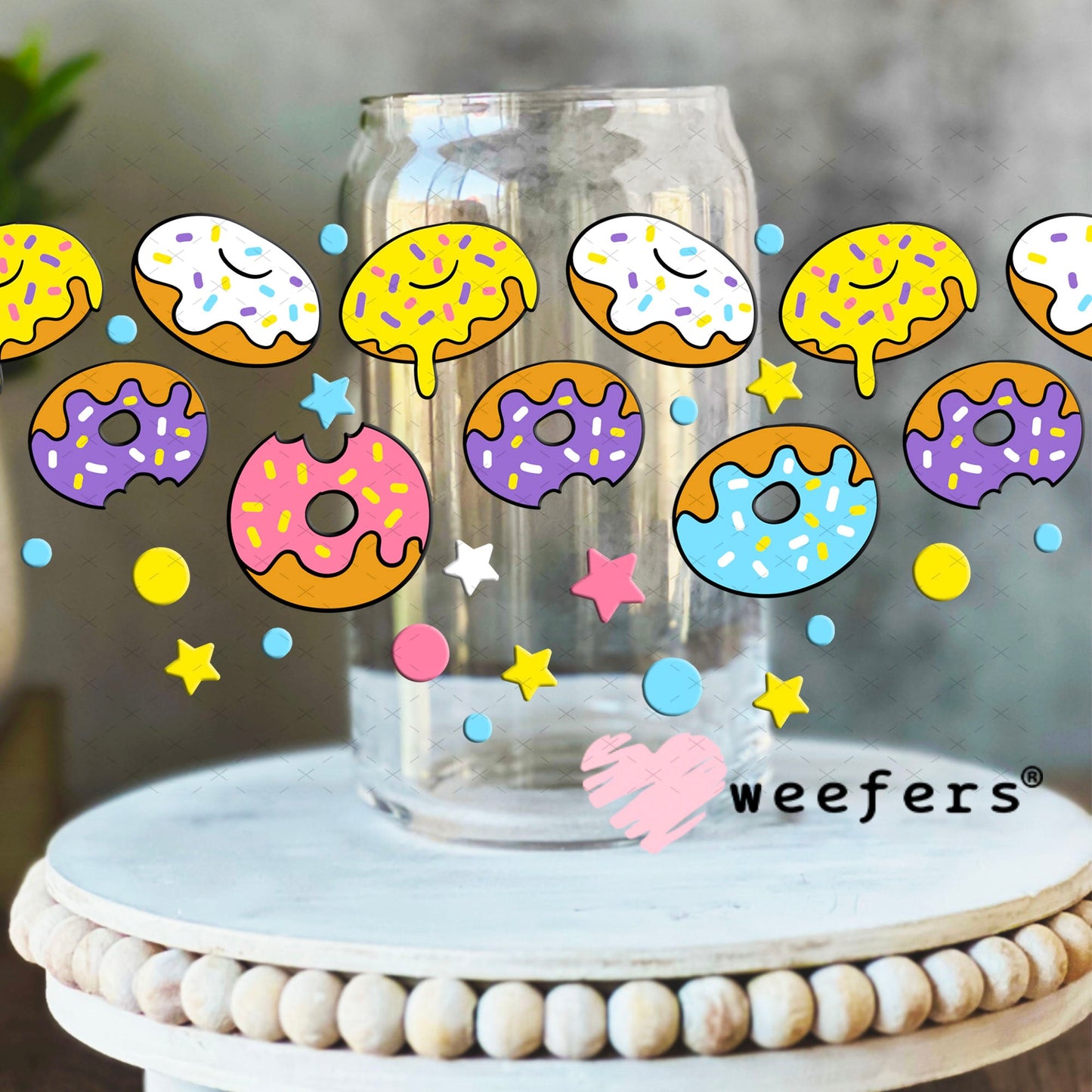 UV DTF Cup Wraps - Yummy Donuts 16oz Libbey Glass Original Size Weefers