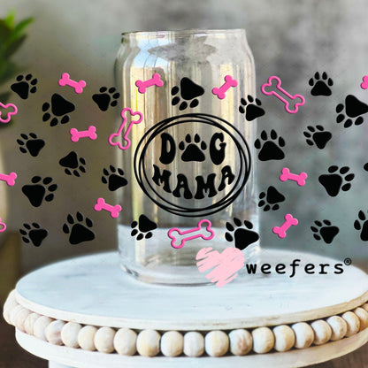 UV DTF Cup Wraps - Dog Mama 16oz Libbey Glass Original Size Weefers