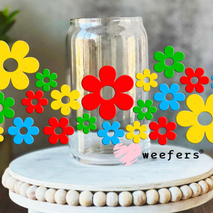 UV DTF Cup Wraps - Autism Awareness Flowers 16oz Libbey Glass Original Size Weefers