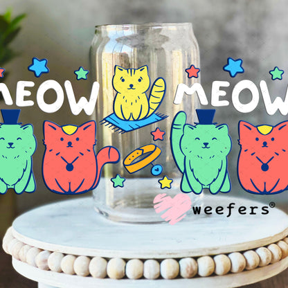 UV DTF Cup Wraps - Meow Cat Friends 16oz Libbey Glass Original Size Weefers