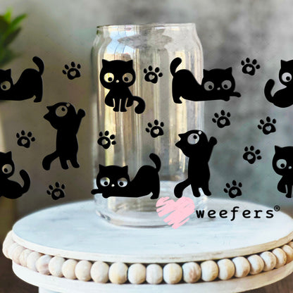 UV DTF Cup Wraps - Black Cats 16oz Libbey Glass Original Size Weefers