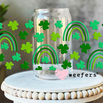 UV DTF Cup Wraps - Lucky Rainbow 16oz Libbey Glass Original Size Weefers