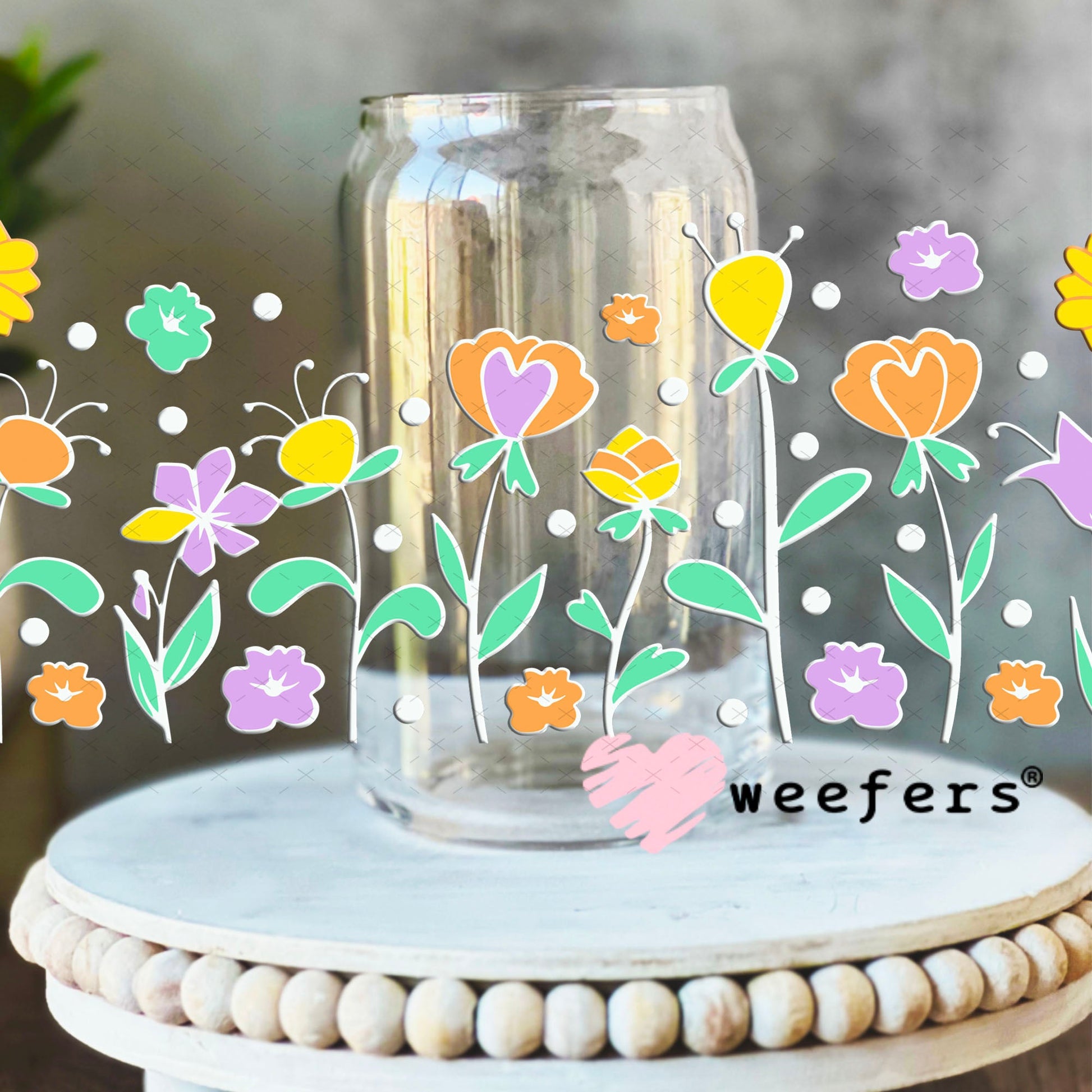 UV DTF Cup Wraps - Wild flowers 16oz Libbey Glass Original Size Weefers