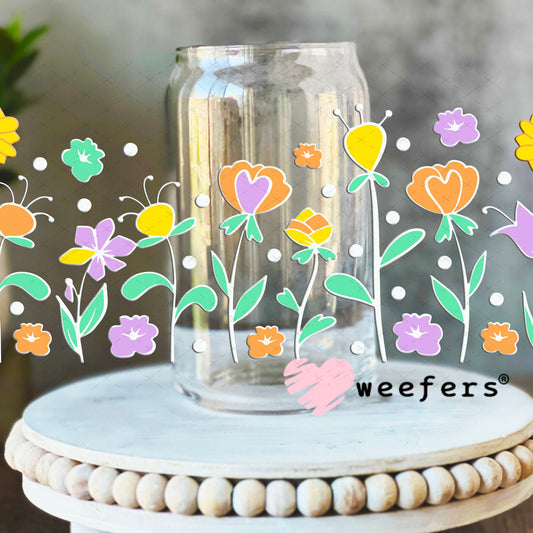 UV DTF Cup Wraps - Wild flowers 16oz Libbey Glass Original Size Weefers