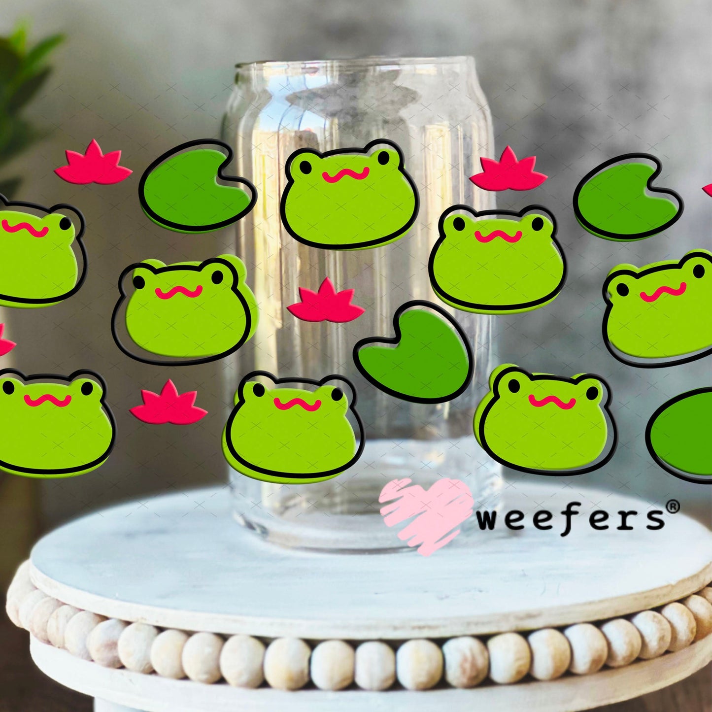 UV DTF Cup Wraps - Frog Heads 16oz Libbey Glass Original Size Weefers