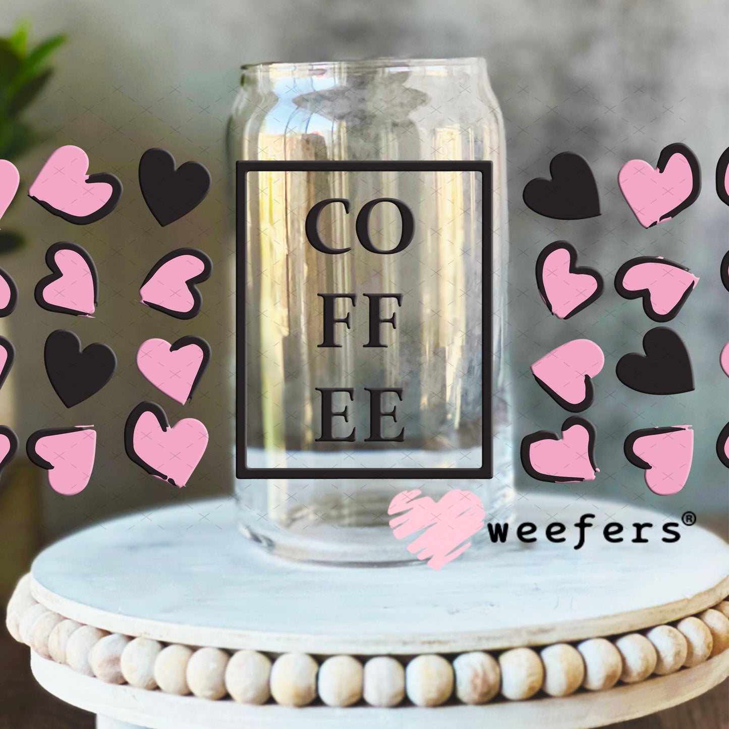 UV DTF Cup Wraps - Coffee Hearts 16oz Libbey Glass Original Size Weefers