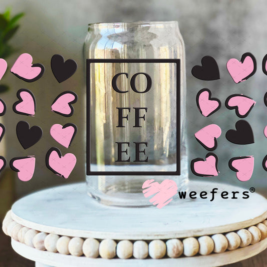 UV DTF Cup Wraps - Coffee Hearts 16oz Libbey Glass Original Size Weefers