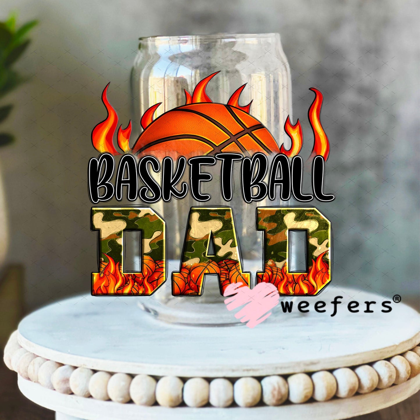 UV DTF Decal - Basketball Dad 16oz Libbey Glass Original Size Weefers