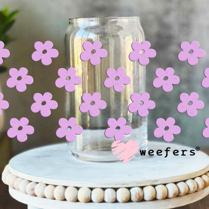 UV DTF Cup Wraps - Purple Daisies 16oz Libbey Glass Original Size Weefers