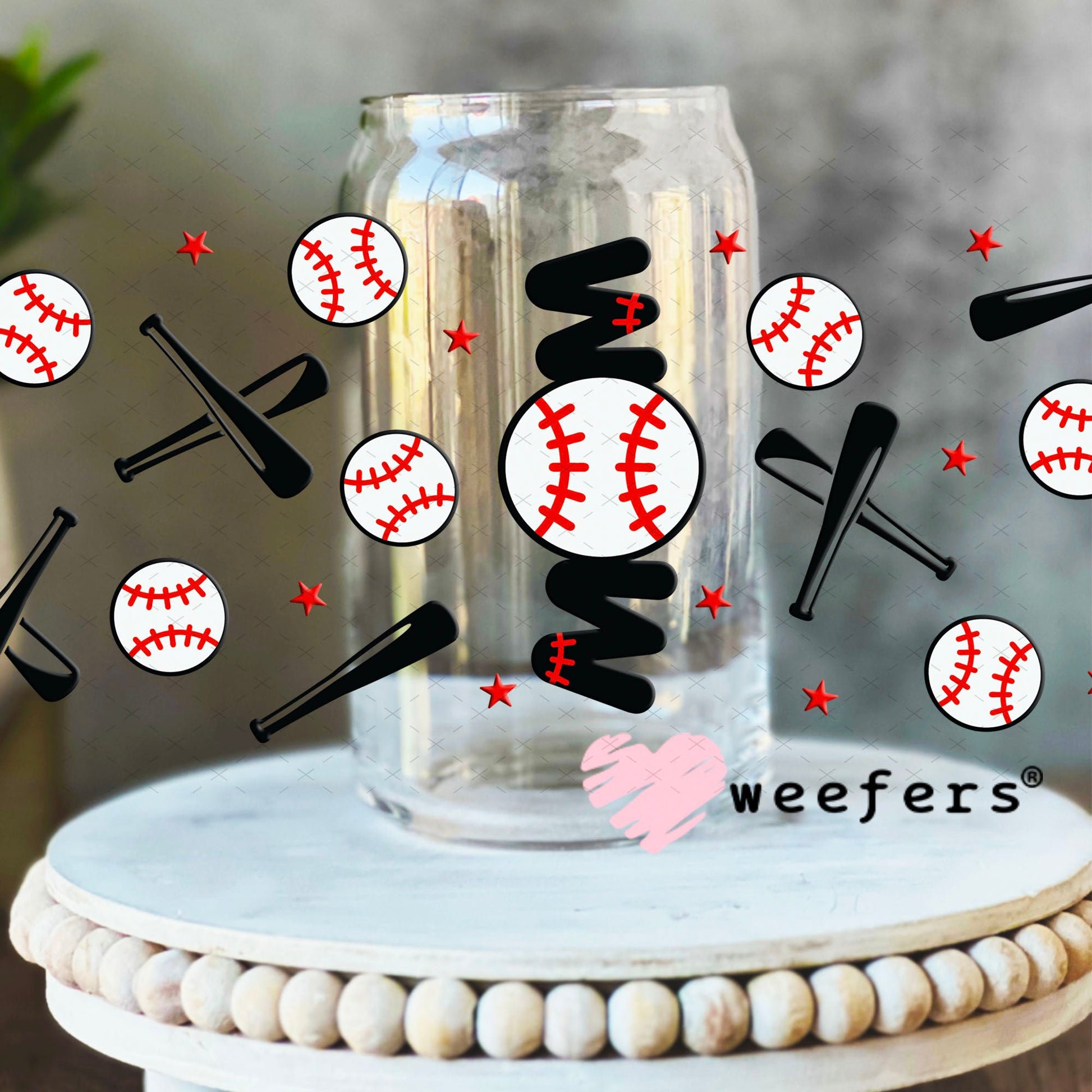 UV DTF Cup Wraps - Baseball Mom 16oz Libbey Glass Original Size Weefers
