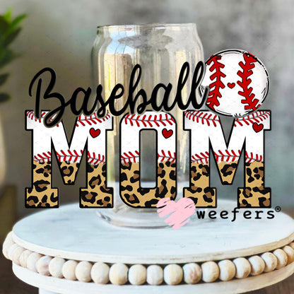 UV DTF Decal - Baseball Mom 16oz Libbey Glass Original Size Weefers
