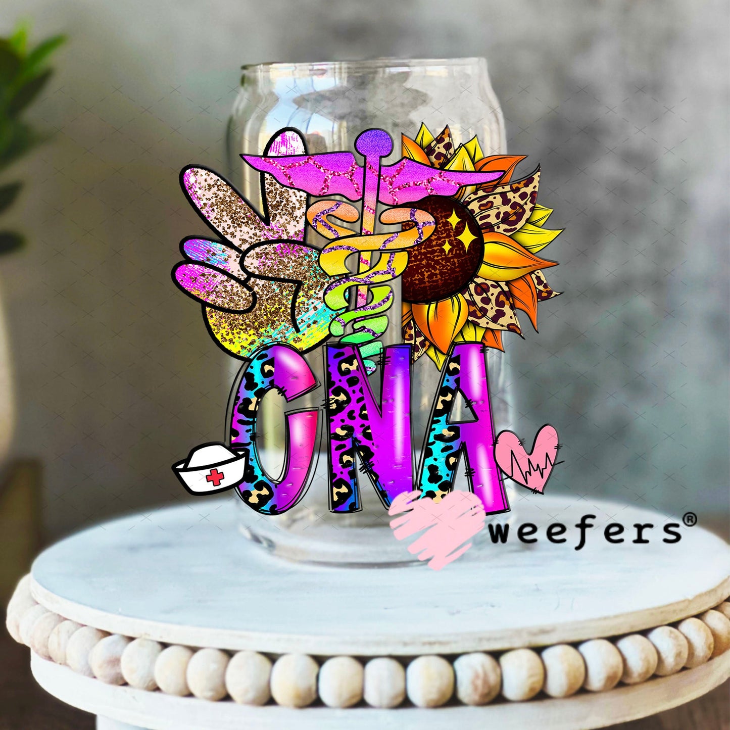 UV DTF Decal - CNA Sunflower 16oz Libbey Glass Original Size Weefers