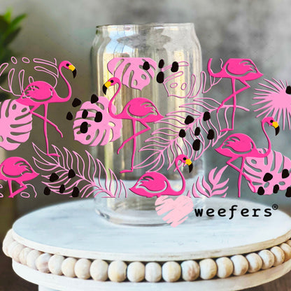 UV DTF Cup Wraps - Flamingos 16oz Libbey Glass Original Size Weefers