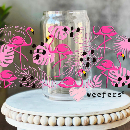 UV DTF Cup Wraps - Flamingos 16oz Libbey Glass Original Size Weefers