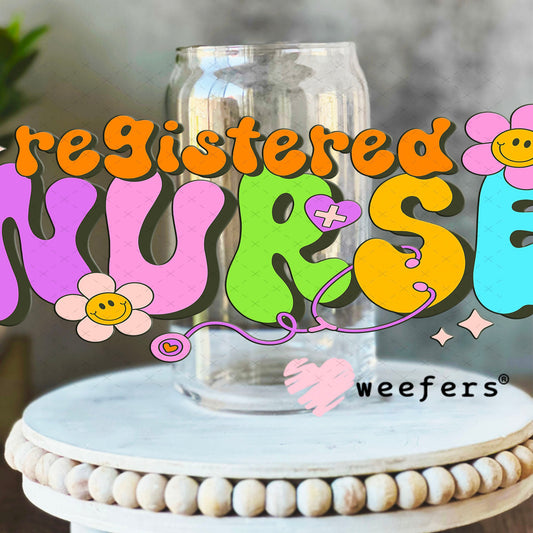 UV DTF Cup Wraps - Registered Nurse 16oz Libbey Glass Original Size Weefers