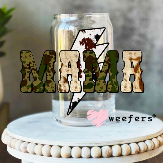 UV DTF Decal - Mama Camo 16oz Libbey Glass Original Size Weefers