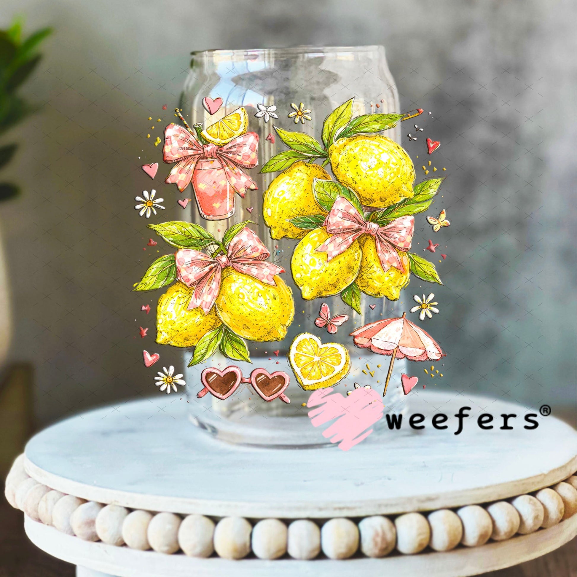 UV DTF Decal - Summer Lemons 16oz Libbey Glass Original Size Weefers