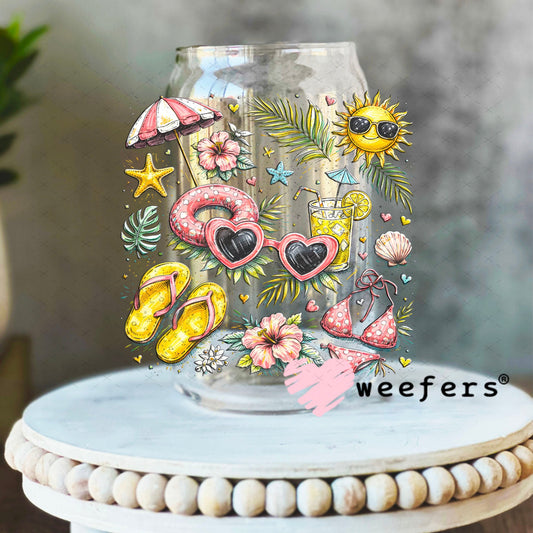 UV DTF Decal - Summer Favorite Things 16oz Libbey Glass Original Size Weefers