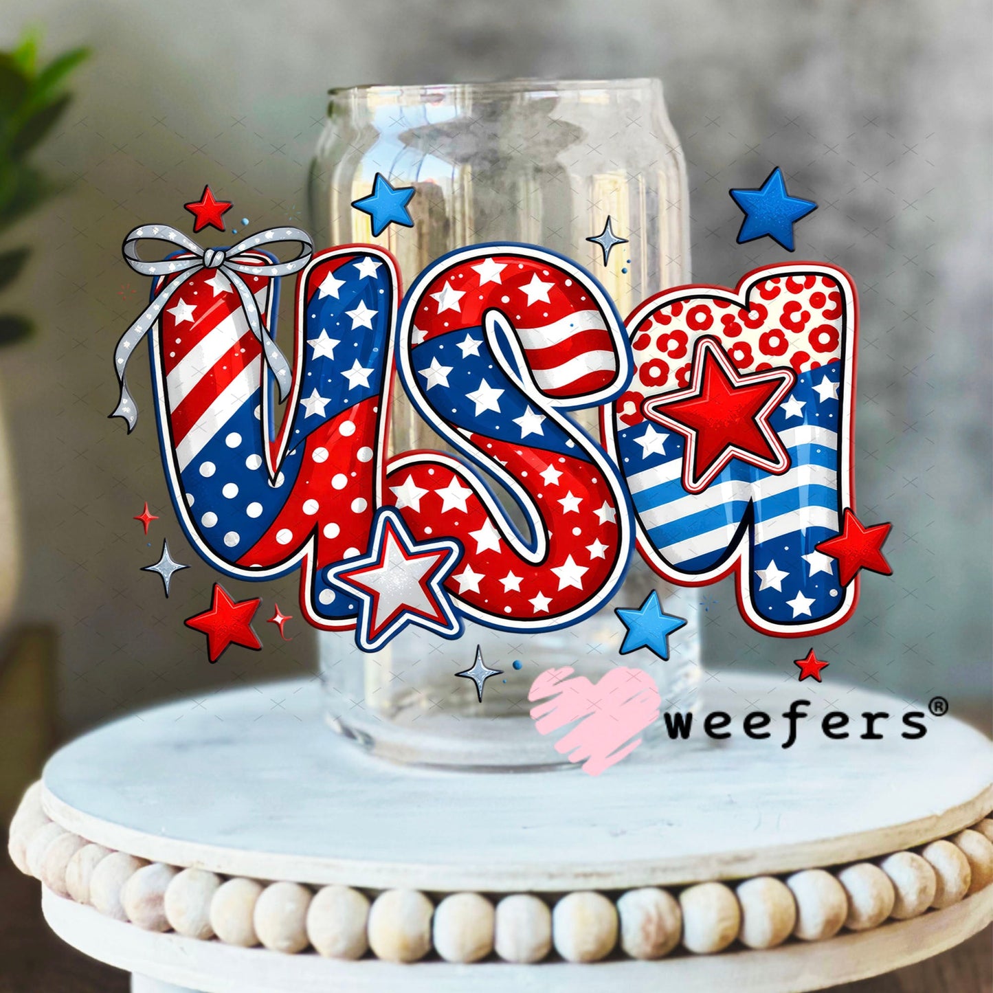 UV DTF Decal - USA 4th of July 16oz Libbey Glass Original Size Weefers