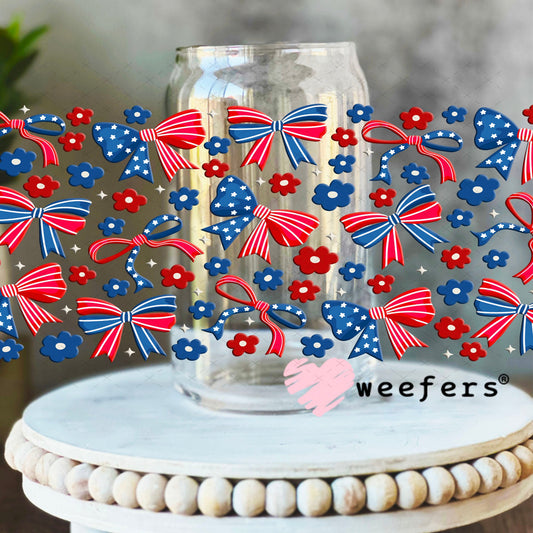 UV DTF Cup Wraps - 4th of jUly Bows 16oz Libbey Glass Original Size Weefers