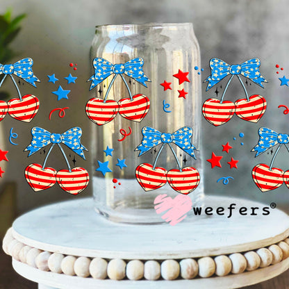 UV DTF Cup Wraps - USA Cherry Bows 16oz Libbey Glass Original Size Weefers