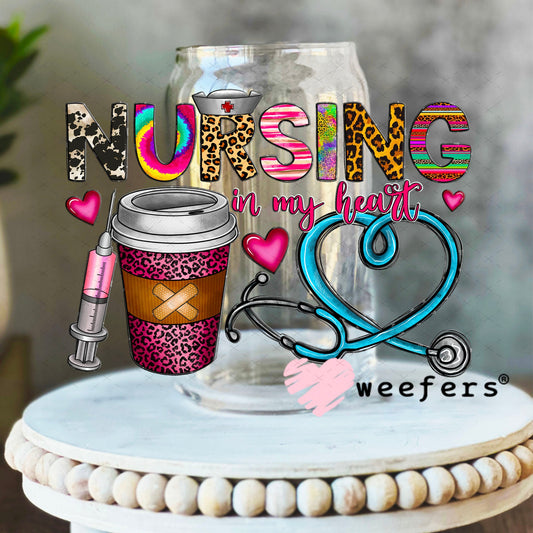 UV DTF Decal - Nursing in my Heart 16oz Libbey Glass Original Size Weefers