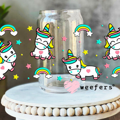 UV DTF Cup Wraps - Unicorn Friends 16oz Libbey Glass Original Size Weefers
