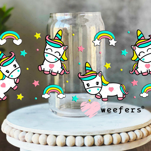 UV DTF Cup Wraps - Unicorn Friends 16oz Libbey Glass Original Size Weefers