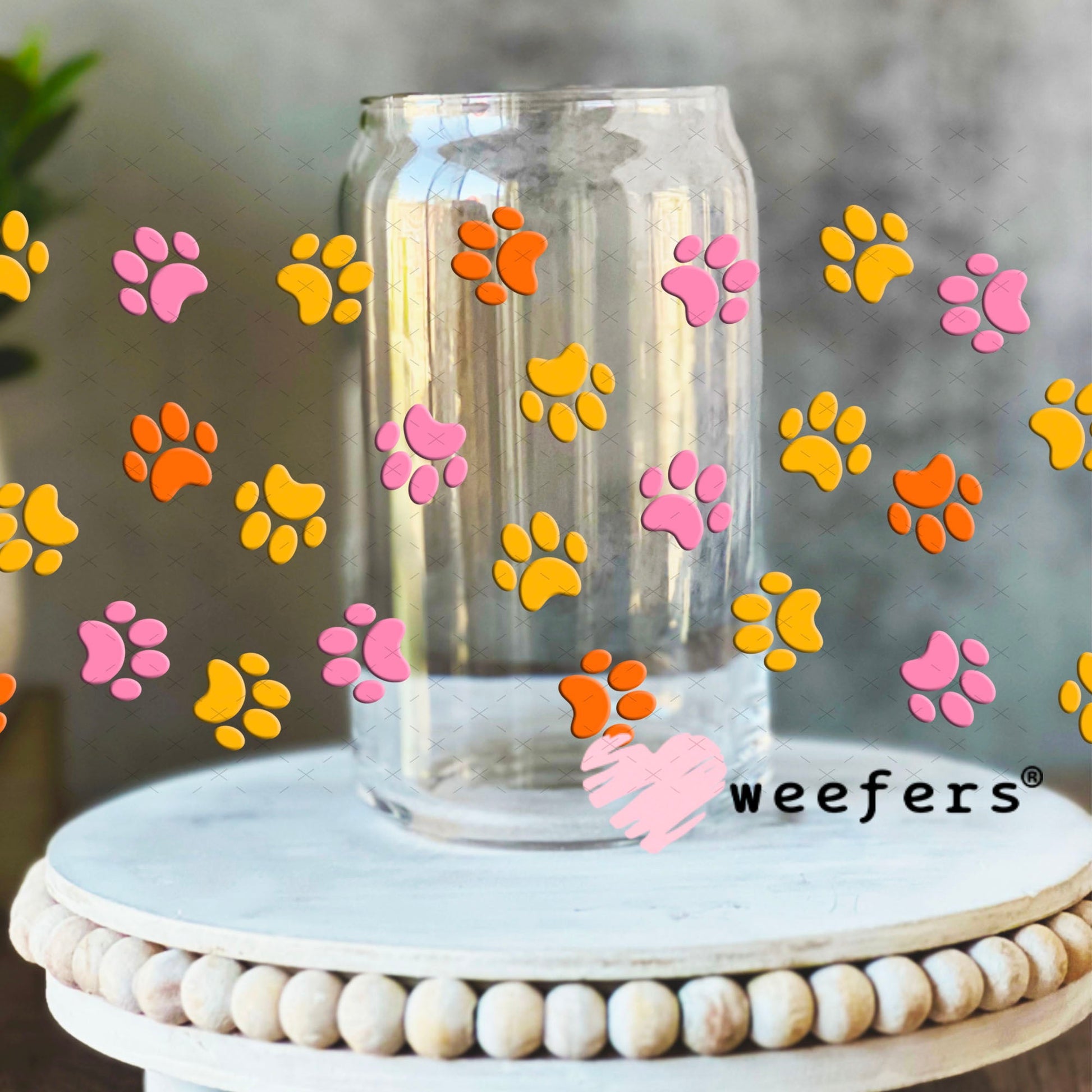 UV DTF Cup Wraps - Dog Paws 16oz Libbey Glass Original Size Weefers
