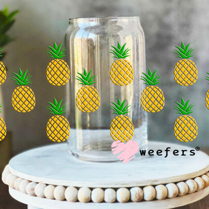 UV DTF Cup Wraps - Pineapples 16oz Libbey Glass Original Size Weefers