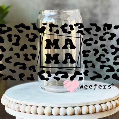 UV DTF Cup Wraps - Mama Cheetah 16oz Libbey Glass Original Size Weefers