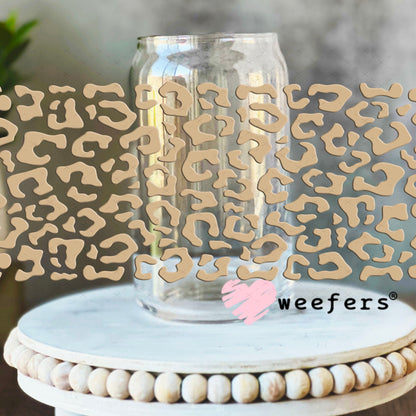 UV DTF Cup Wraps - Beige Cheetah Print 16oz Libbey Glass Original Size Weefers