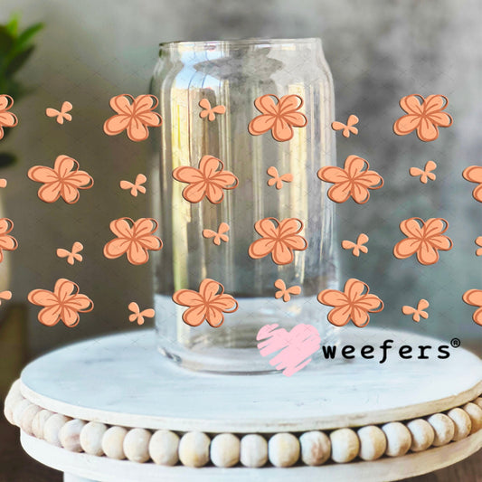 UV DTF Cup Wraps - Peach Flowers 16oz Libbey Glass Original Size Weefers