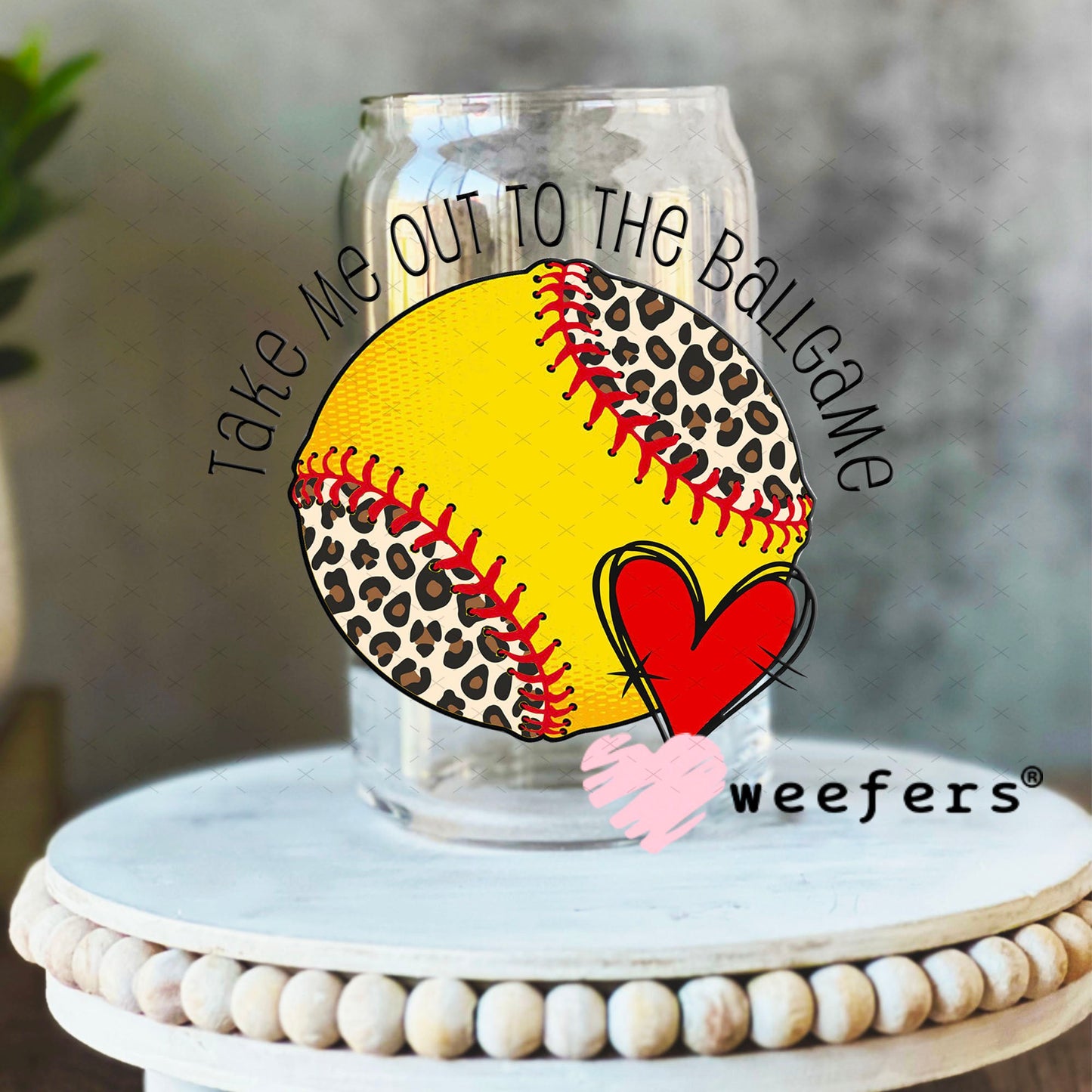 UV DTF Decal - Take Me Out to the Ballgame 16oz Libbey Glass Original Size Weefers