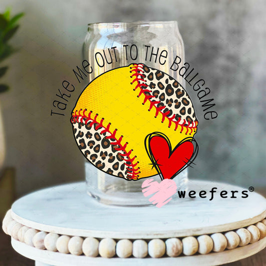 UV DTF Decal - Take Me Out to the Ballgame 16oz Libbey Glass Original Size Weefers