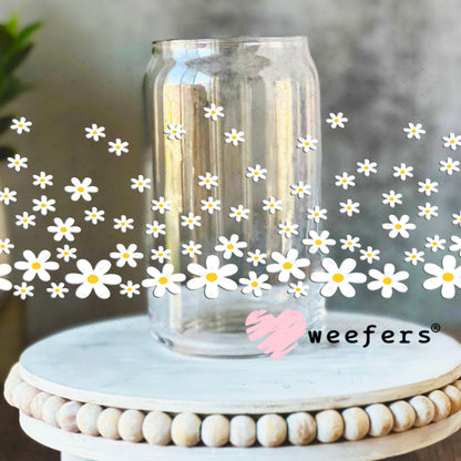 UV DTF Cup Wraps - White Daisies 16oz Libbey Glass Original Size Weefers