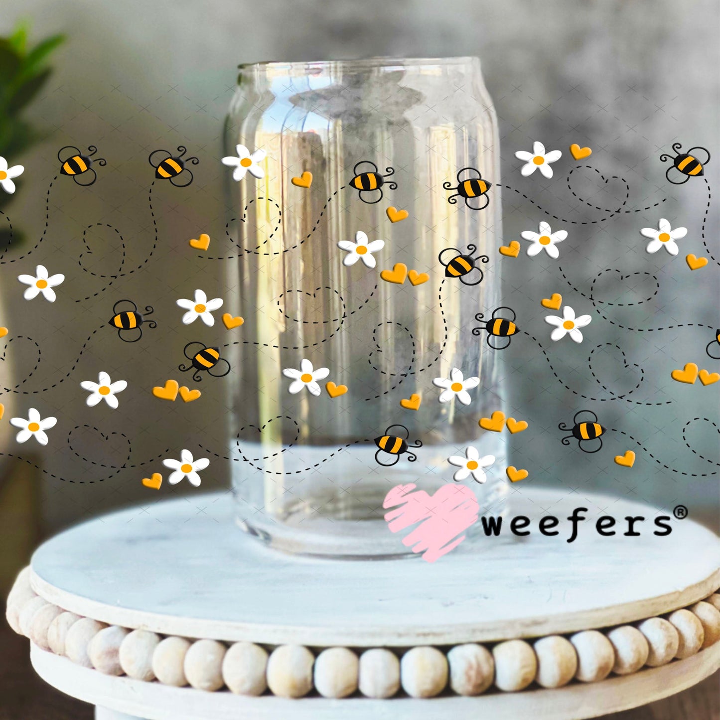 UV DTF Cup Wraps - Busy Bees 16oz Libbey Glass Original Size Weefers
