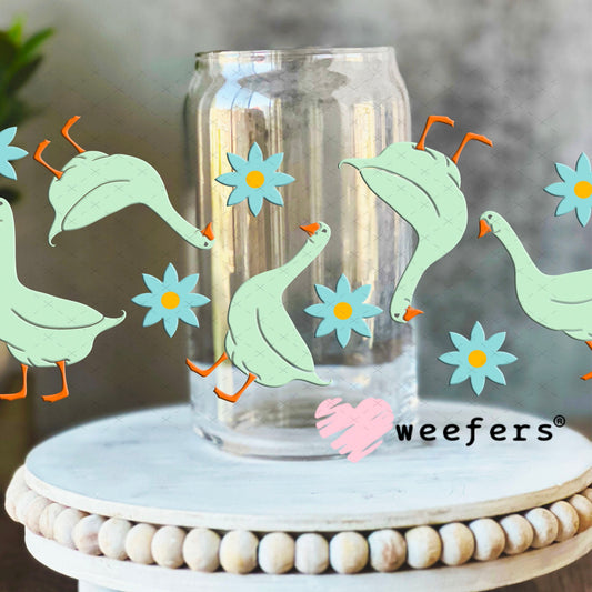 UV DTF Cup Wraps - Geese and Flowers 16oz Libbey Glass Original Size Weefers
