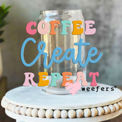 UV DTF Decal - Coffee Create Repeat 16oz Libbey Glass Original Size Weefers