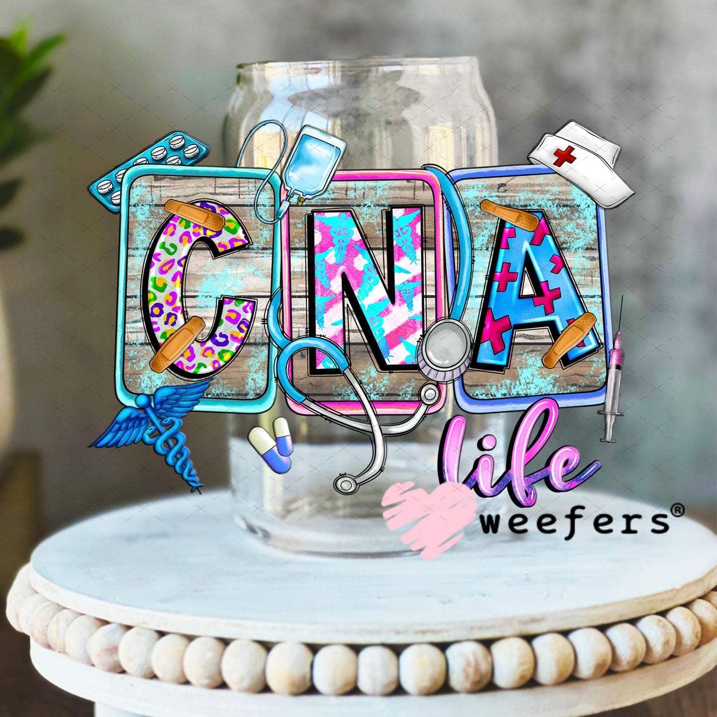 UV DTF Decal - CNA Life 16oz Libbey Glass Original Size Weefers