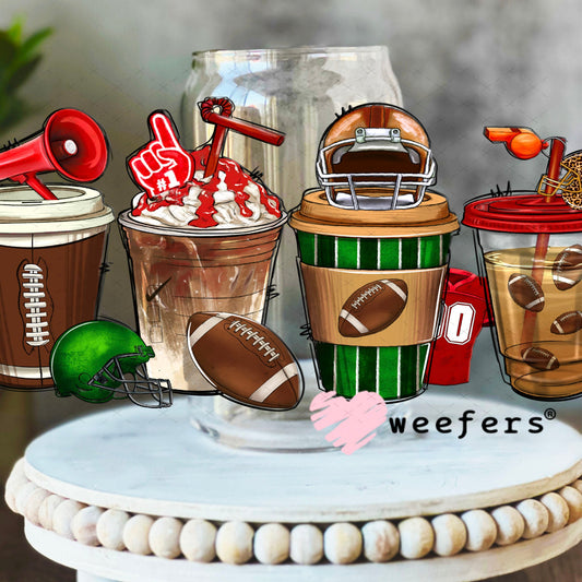 UV DTF Cup Wraps - Football Coffee 16oz Libbey Glass Original Size Weefers