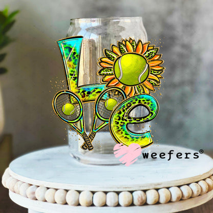 UV DTF Decal - Love Tennis 16oz Libbey Glass Original Size Weefers